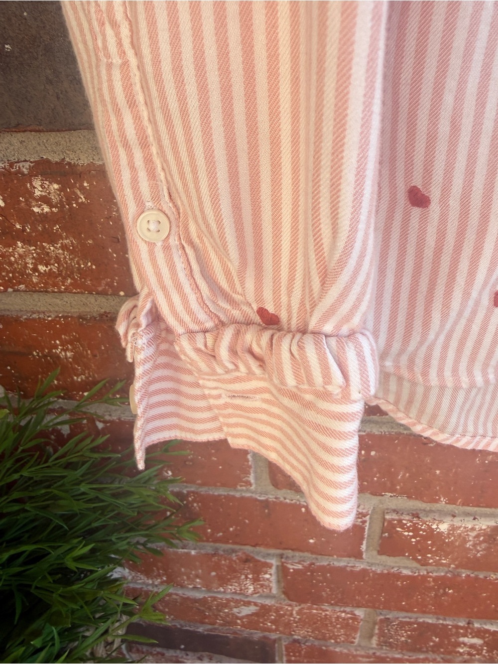 Time and Tru Pink and White Striped Blouse with Red Hearts ❤️ - Picture 7 of 9